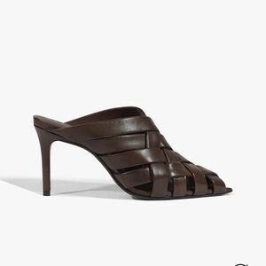 SCHUTZ Chocolate Woven High Heel Mules